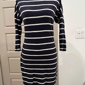 Express Black and White Striped Long Sleeve Dress